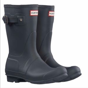Hunter Boots Matte Black Mid Calf Rain Boots